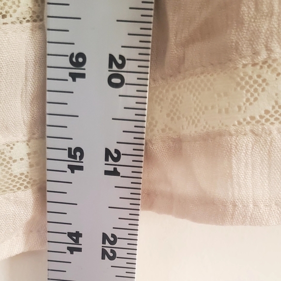 Francesca's Alya Taupe Pleated Gauzy Lace Trim Top Size SM - Picture 9 of 12